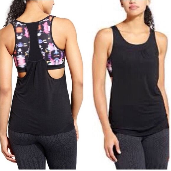 Athleta Freedom Supercharged Black Sport 2-in-1 Athletic Workout Tank Top XS 0/2 - Picture 3 of 8